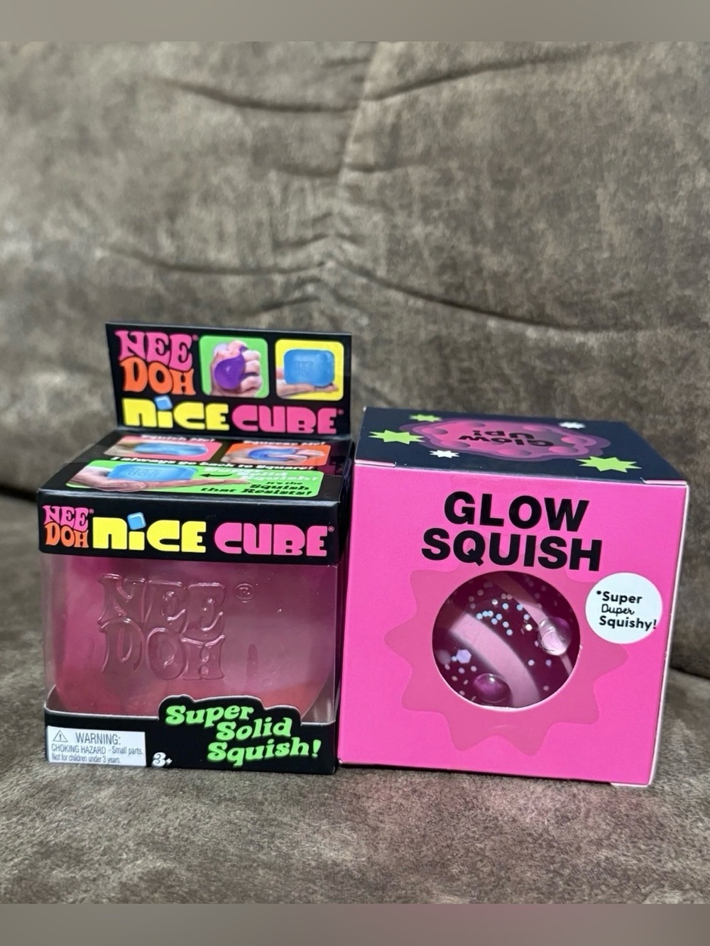 NEW NeeDoh Nice Cube PINK & J’adore Glow Squish Target Squishy Glow in the Dark
